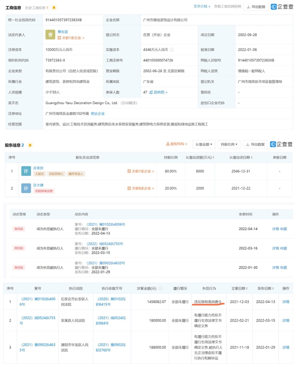 家族企业逆境 许家印哥哥的公司成“老赖”，违规限制消费令折射管理漏洞